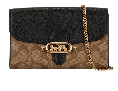 Signature Jade Wallet On Chain, &pound;130, Handbags, Beige/Black, Canvas/Leather, Front view